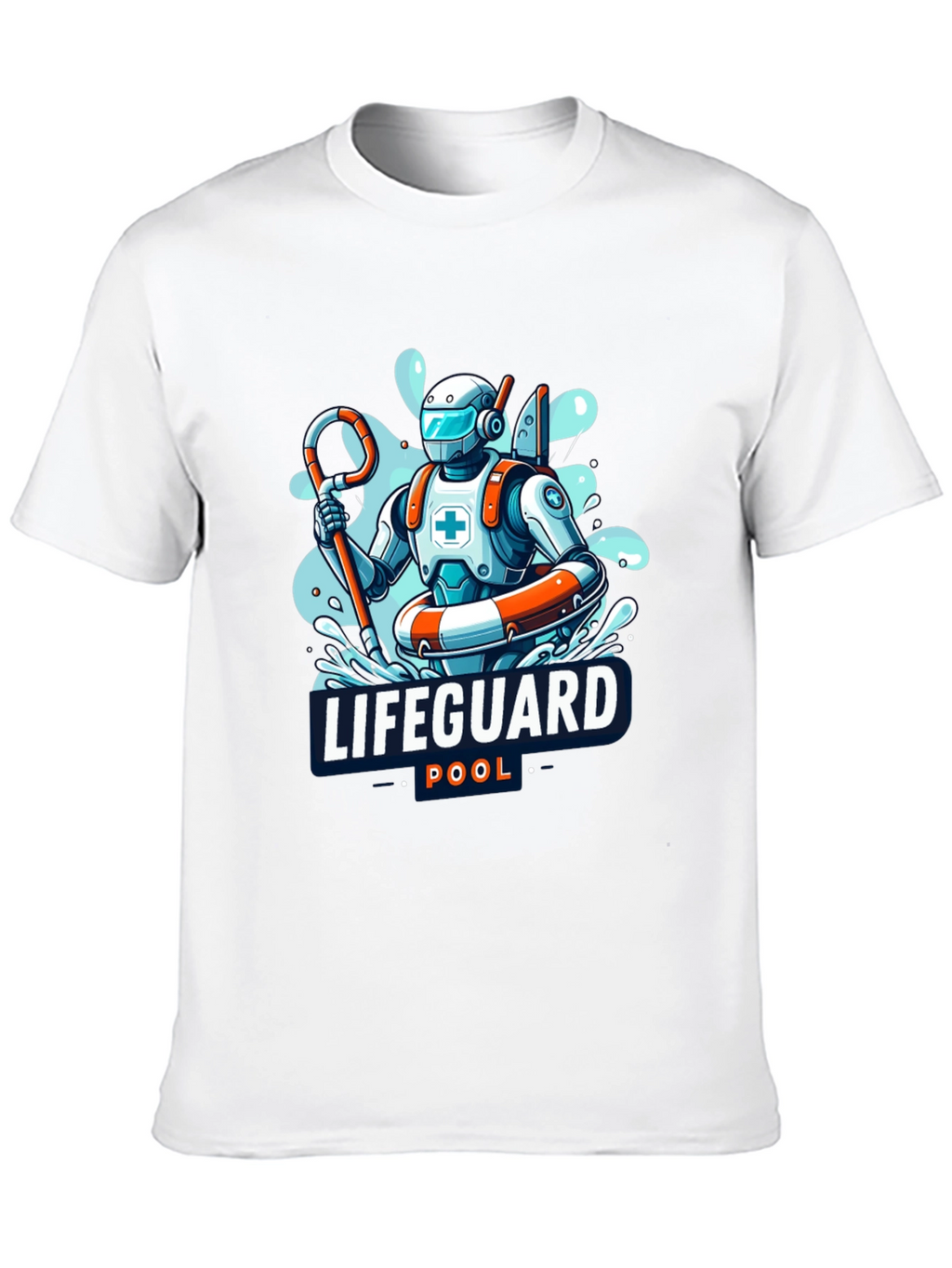 Robot Lifeguard Black T-Shirt - Cool Graphic Tee