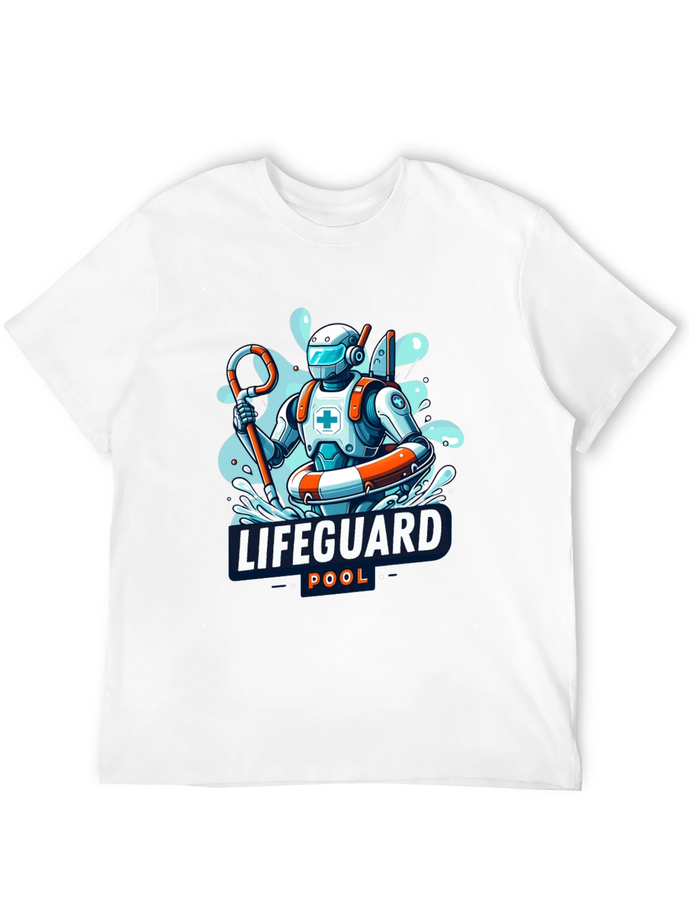 Robot Lifeguard Black T-Shirt - Cool Graphic Tee
