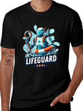 Robot Lifeguard Black T-Shirt - Cool Graphic Tee