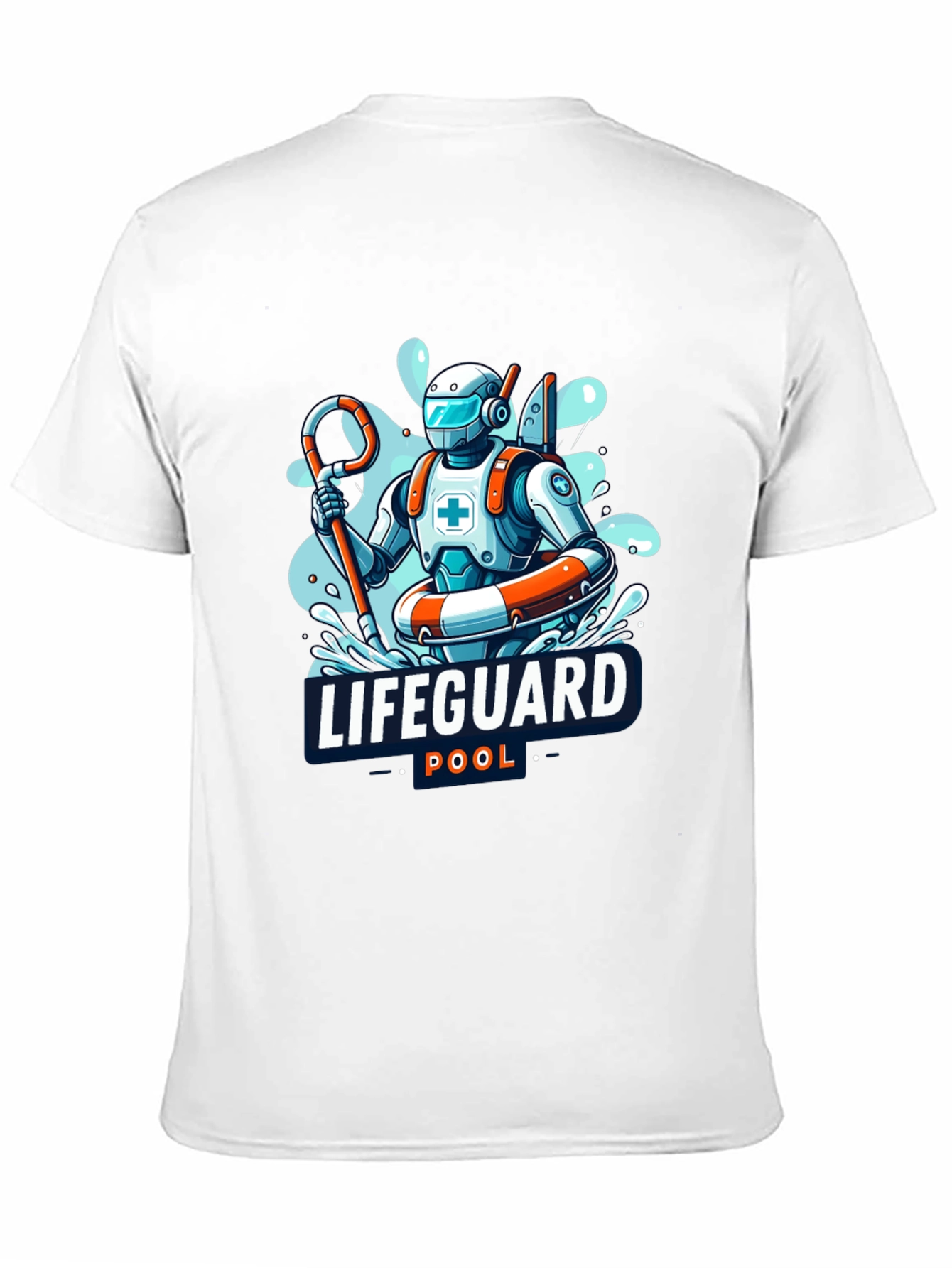 Robot Lifeguard Black T-Shirt - Cool Graphic Tee