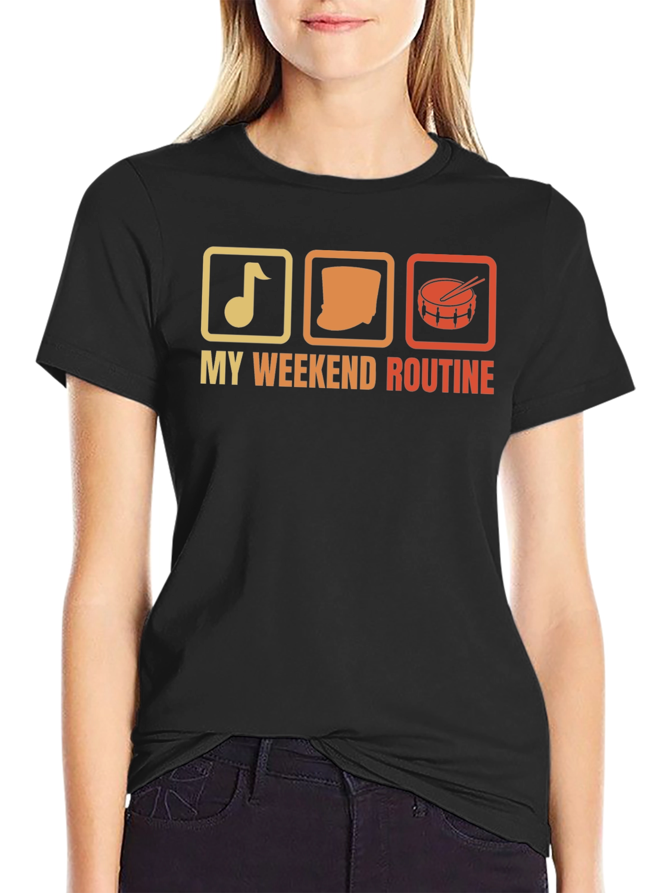 My Weekend Routine Music Drum T-Shirt