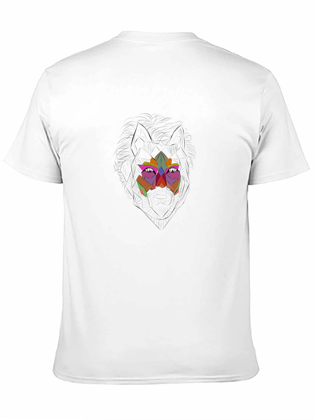 Geometric Wolf Graphic Black Tee
