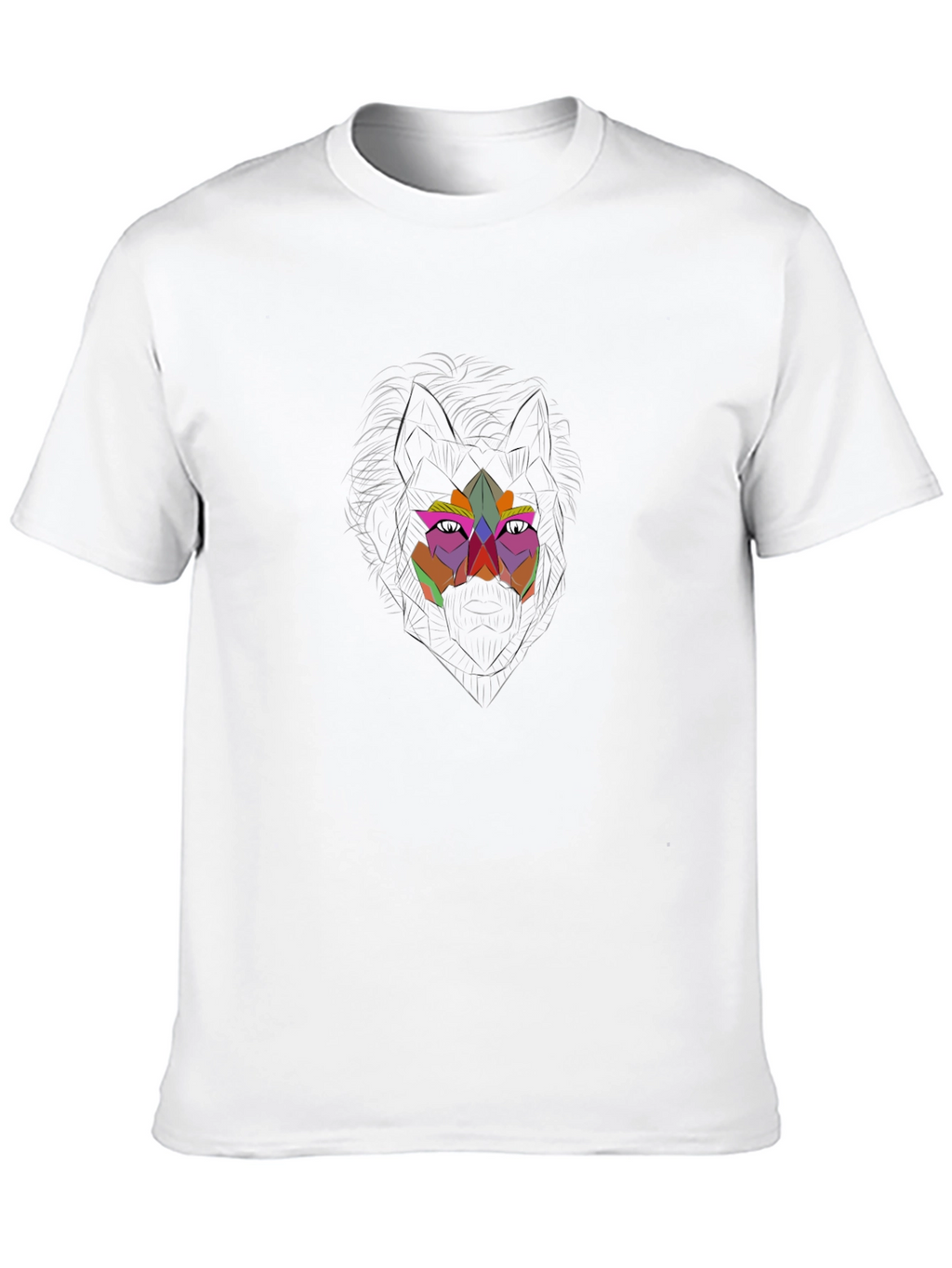 Geometric Wolf Graphic Black Tee