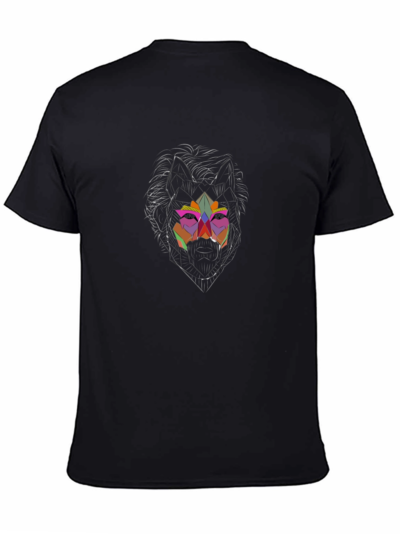 Geometric Wolf Graphic Black Tee