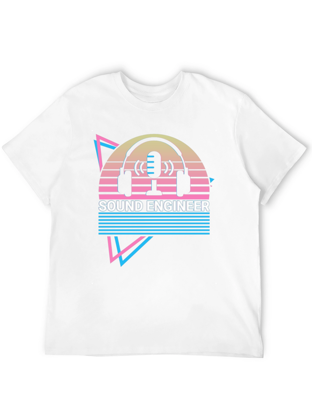Sound Engineer Graphic T-Shirt - Retro Microphone Headphones Design