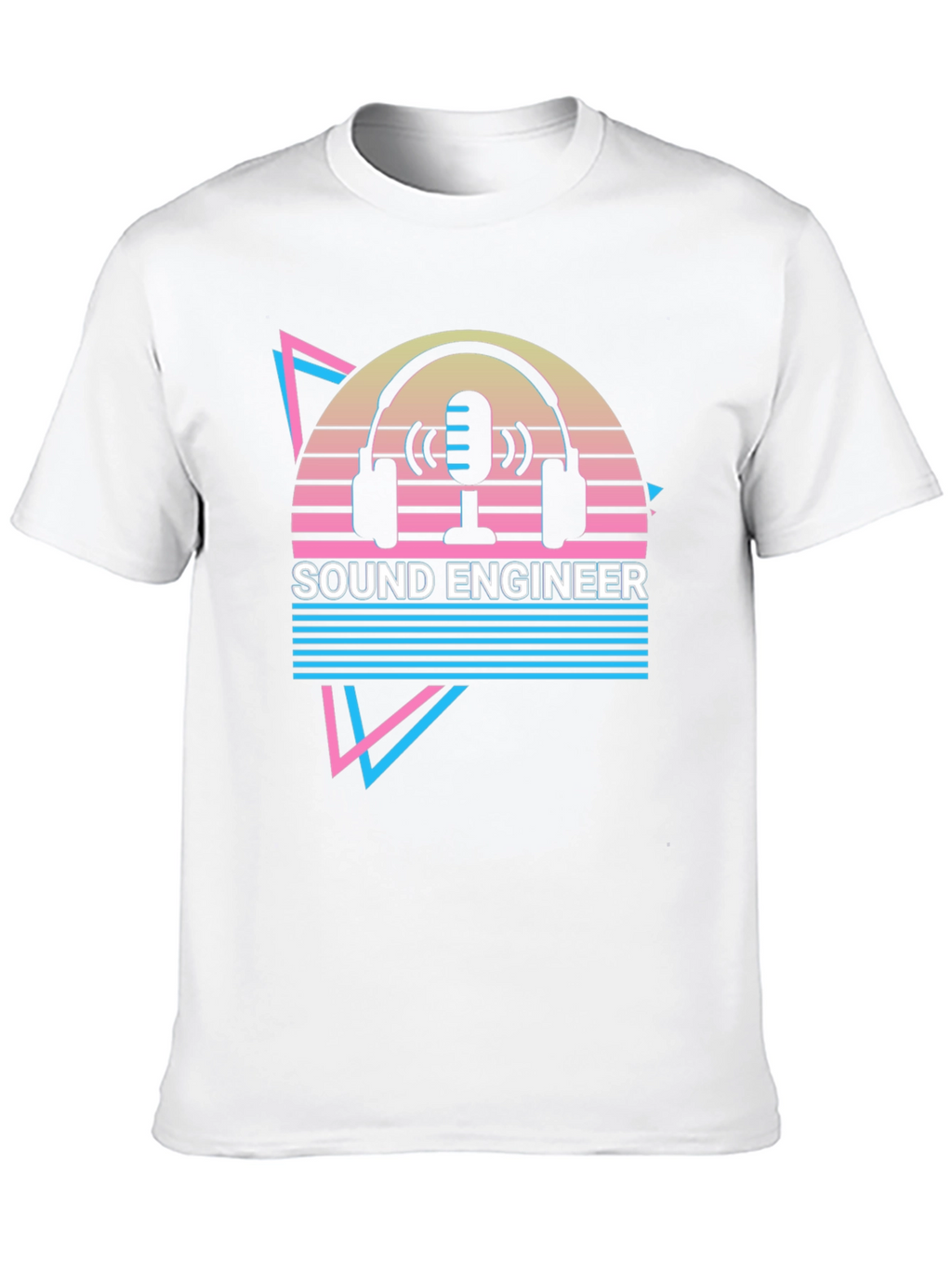 Sound Engineer Graphic T-Shirt - Retro Microphone Headphones Design