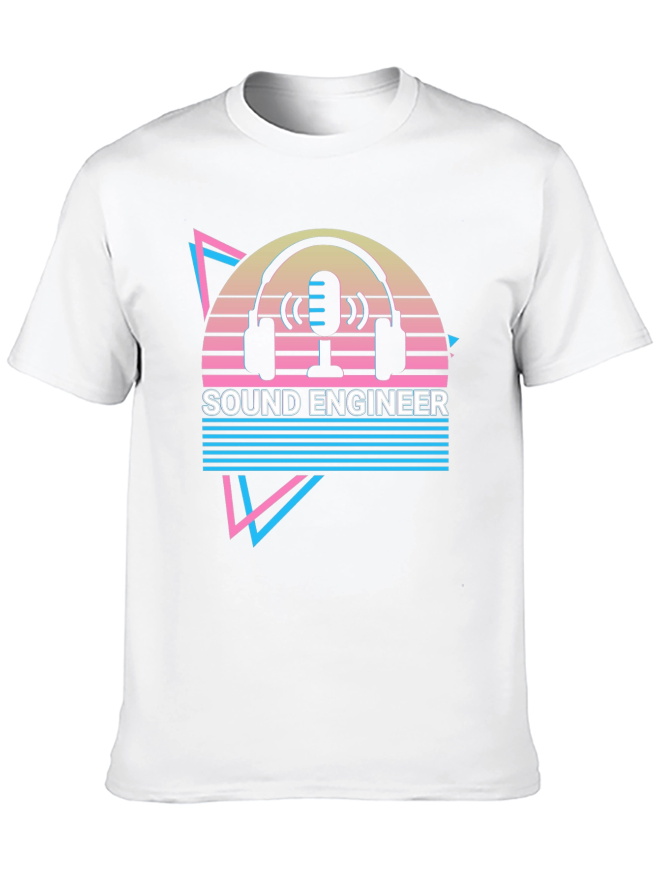 Sound Engineer Graphic T-Shirt - Retro Microphone Headphones Design