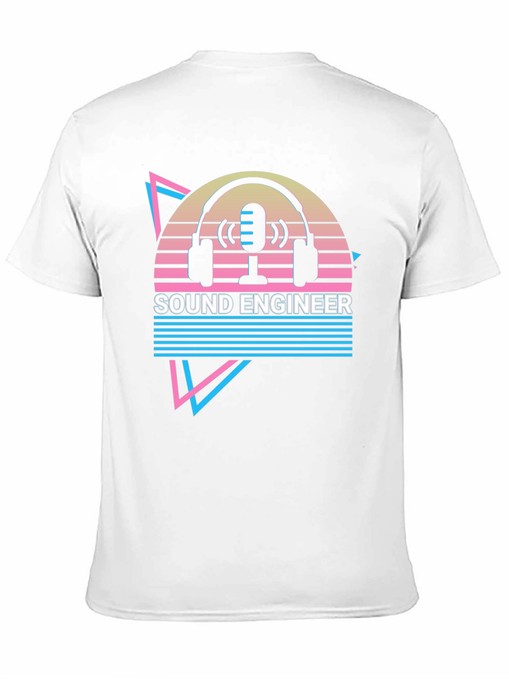 Sound Engineer Graphic T-Shirt - Retro Microphone Headphones Design