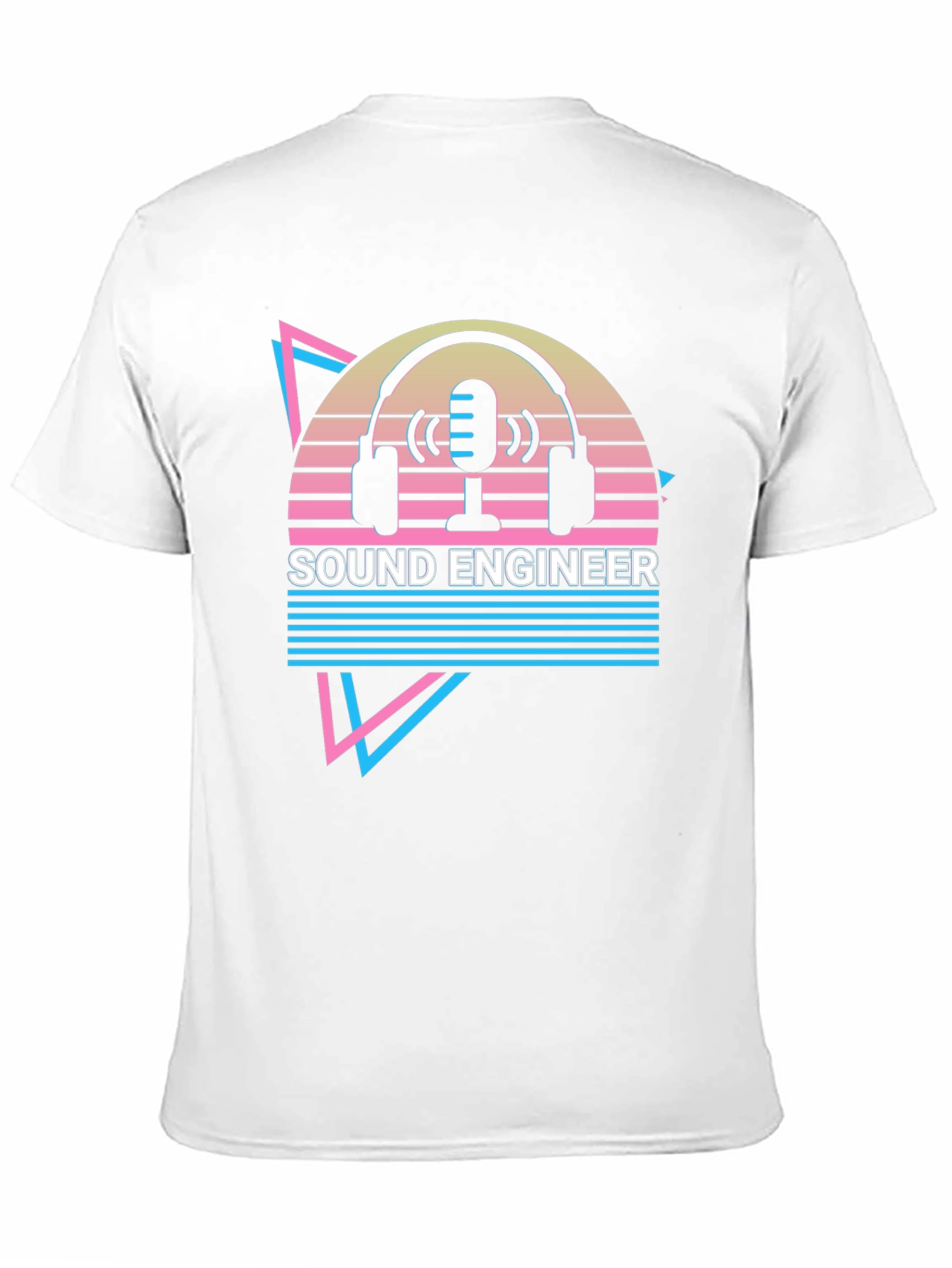 Sound Engineer Graphic T-Shirt - Retro Microphone Headphones Design