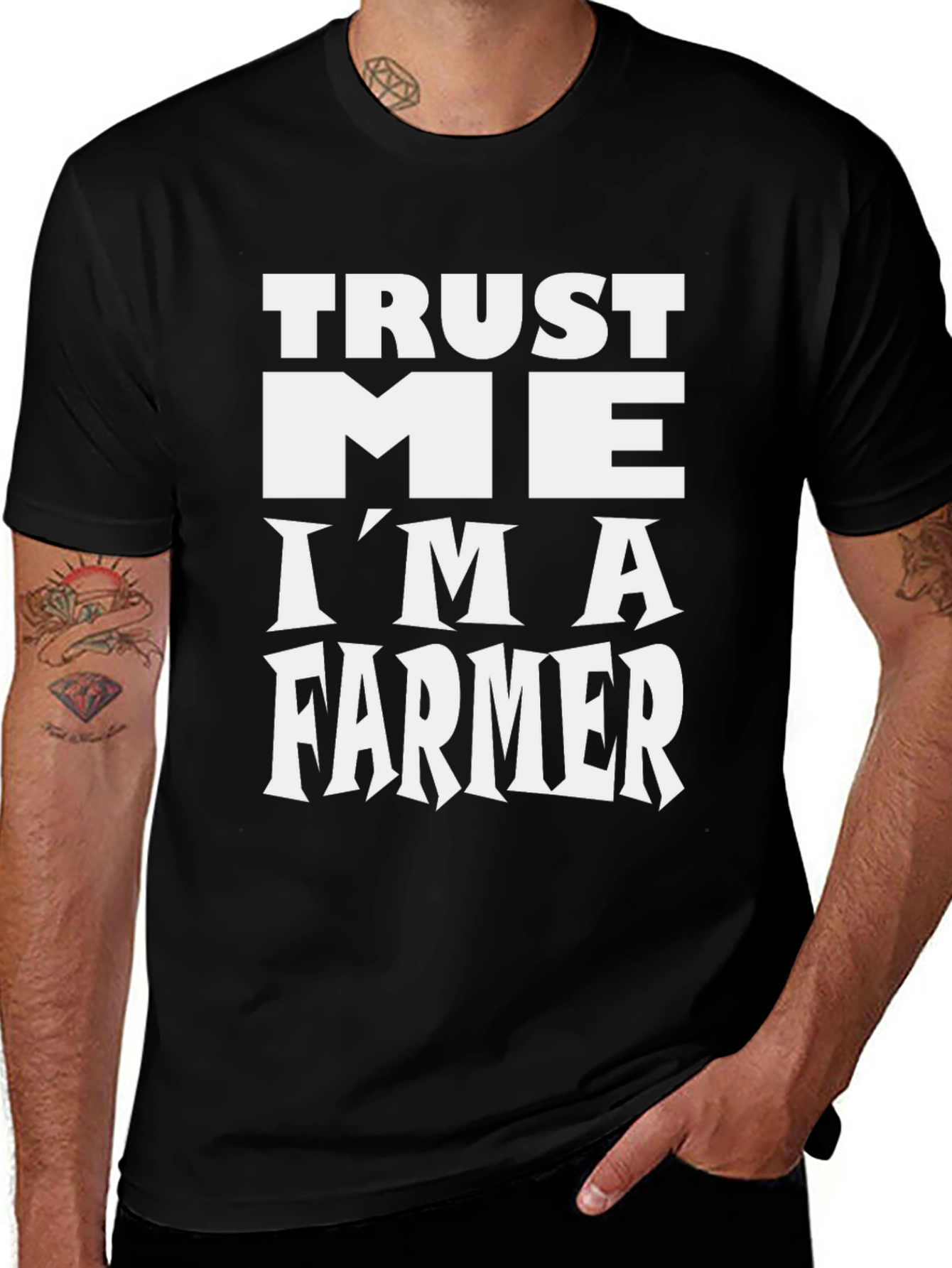 Trust Me Im a Farmer T-Shirt - Black Cotton Tee
