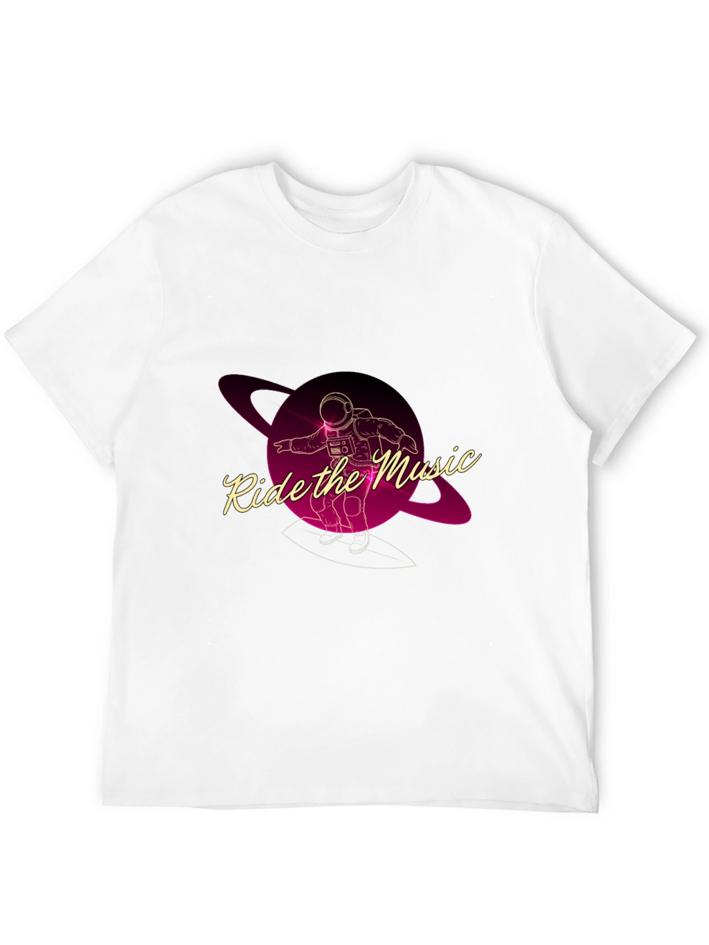 Ride the Music Graphic Tee - Astronaut Surfer T-Shirt