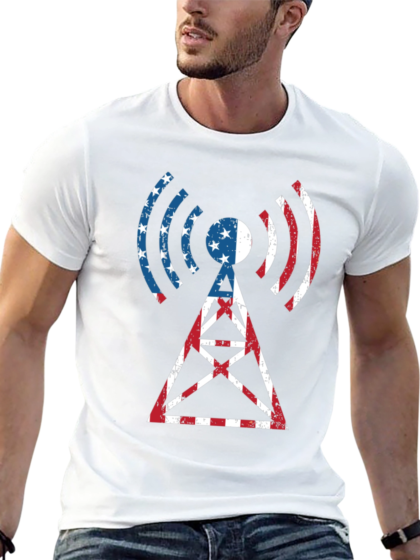 American Flag Radio Tower T-Shirt