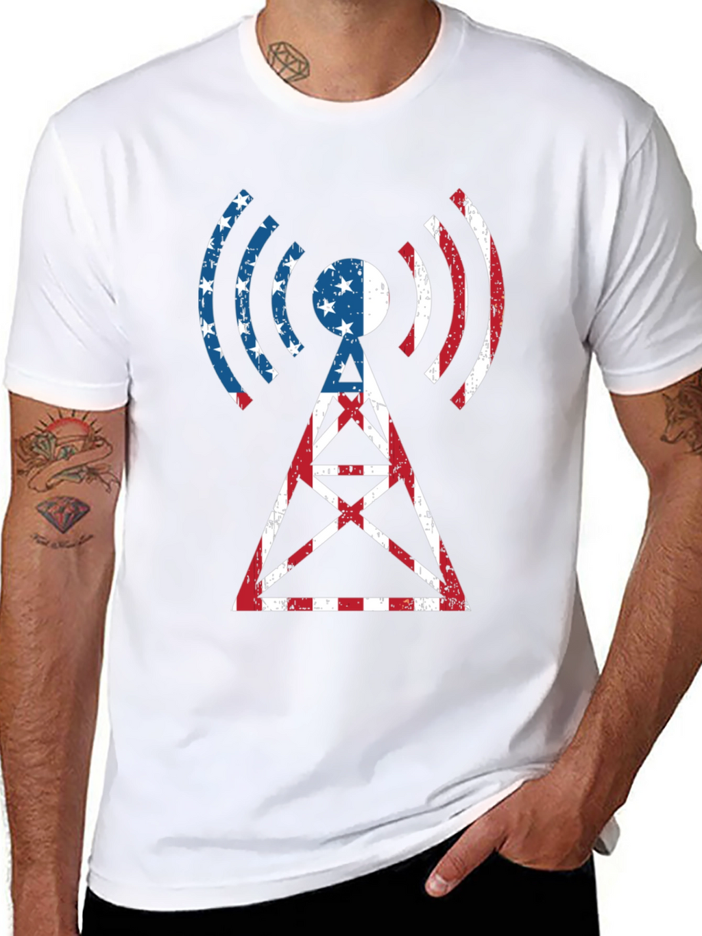 American Flag Radio Tower T-Shirt