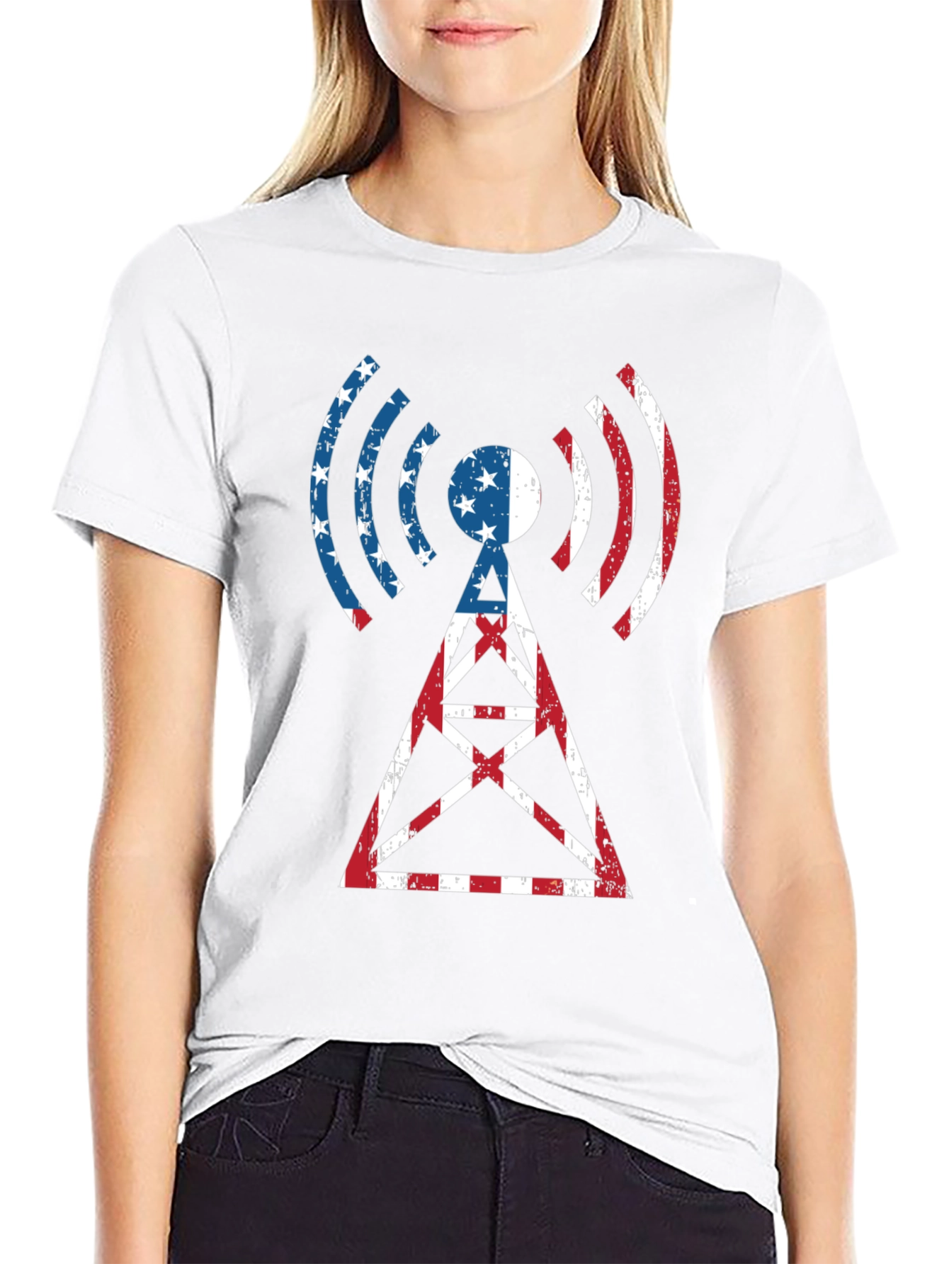 American Flag Radio Tower T-Shirt