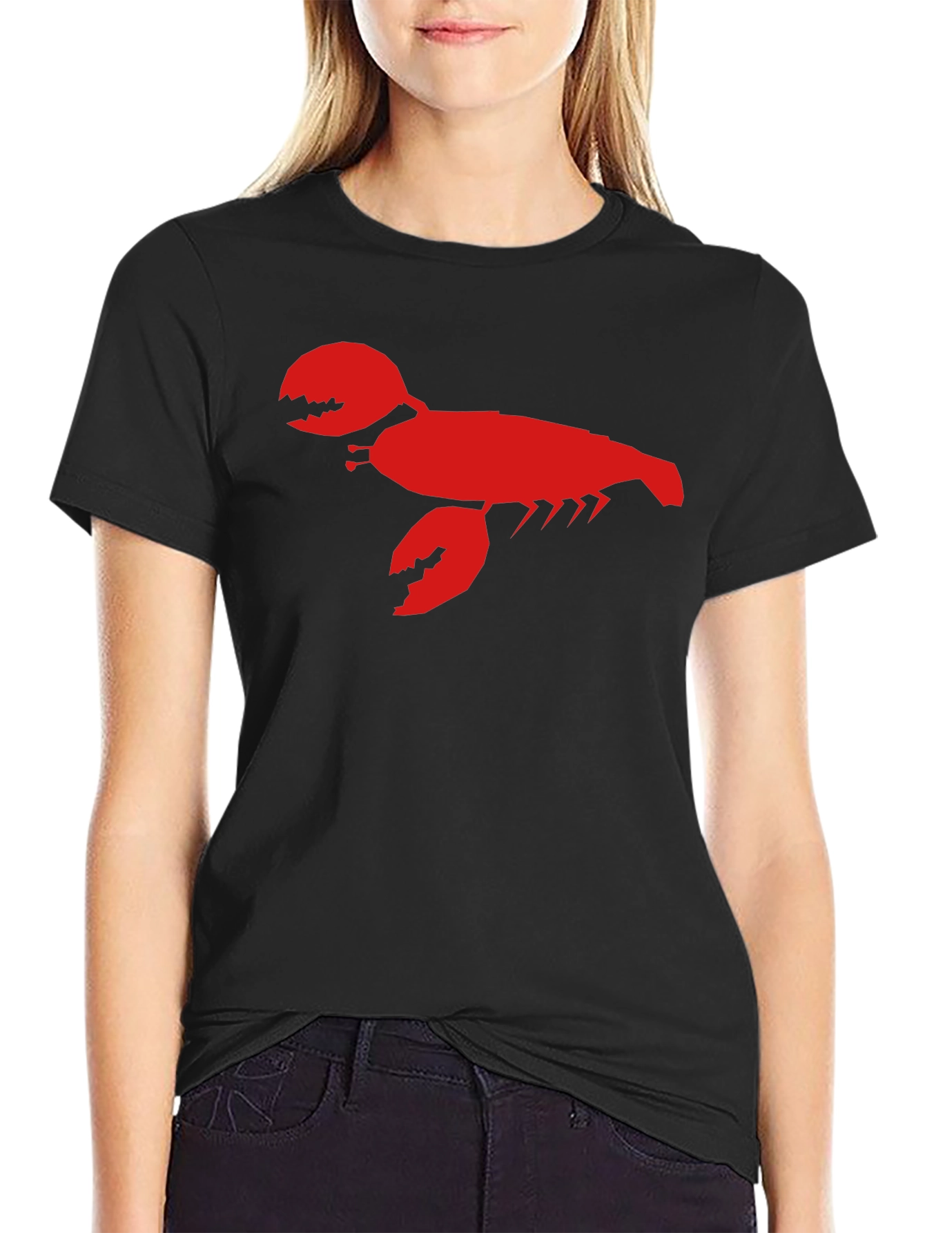 Red Lobster Graphic Black T-Shirt