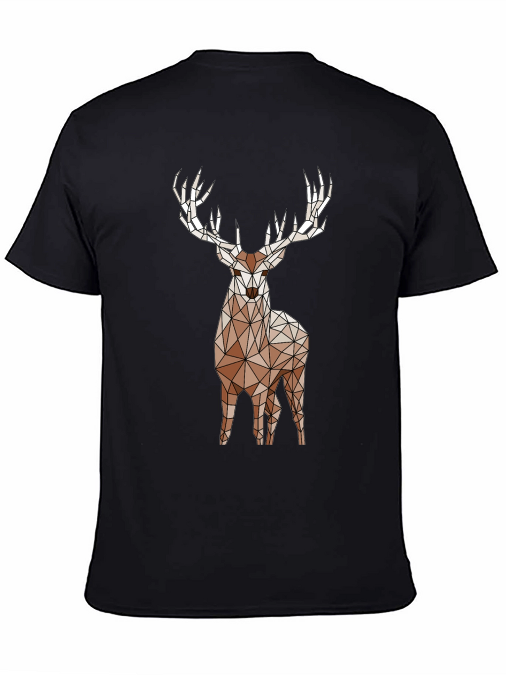 Geometric Deer Graphic Tee - Black