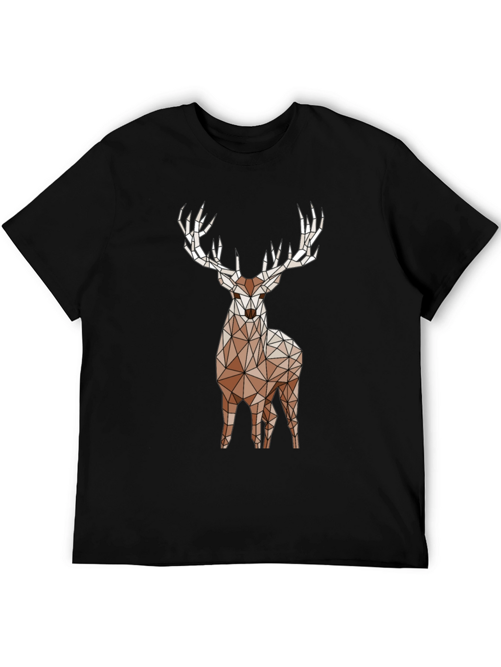 Geometric Deer Graphic Tee - Black