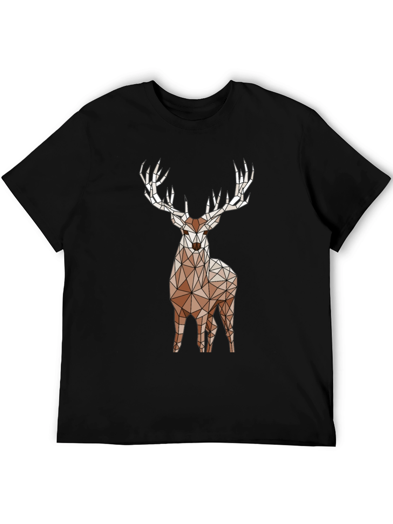 Geometric Deer Graphic Tee - Black