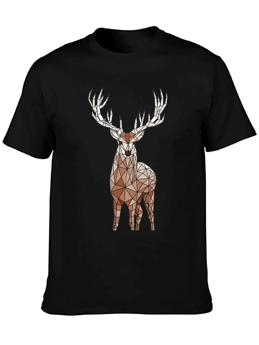 Geometric Deer Graphic Tee - Black