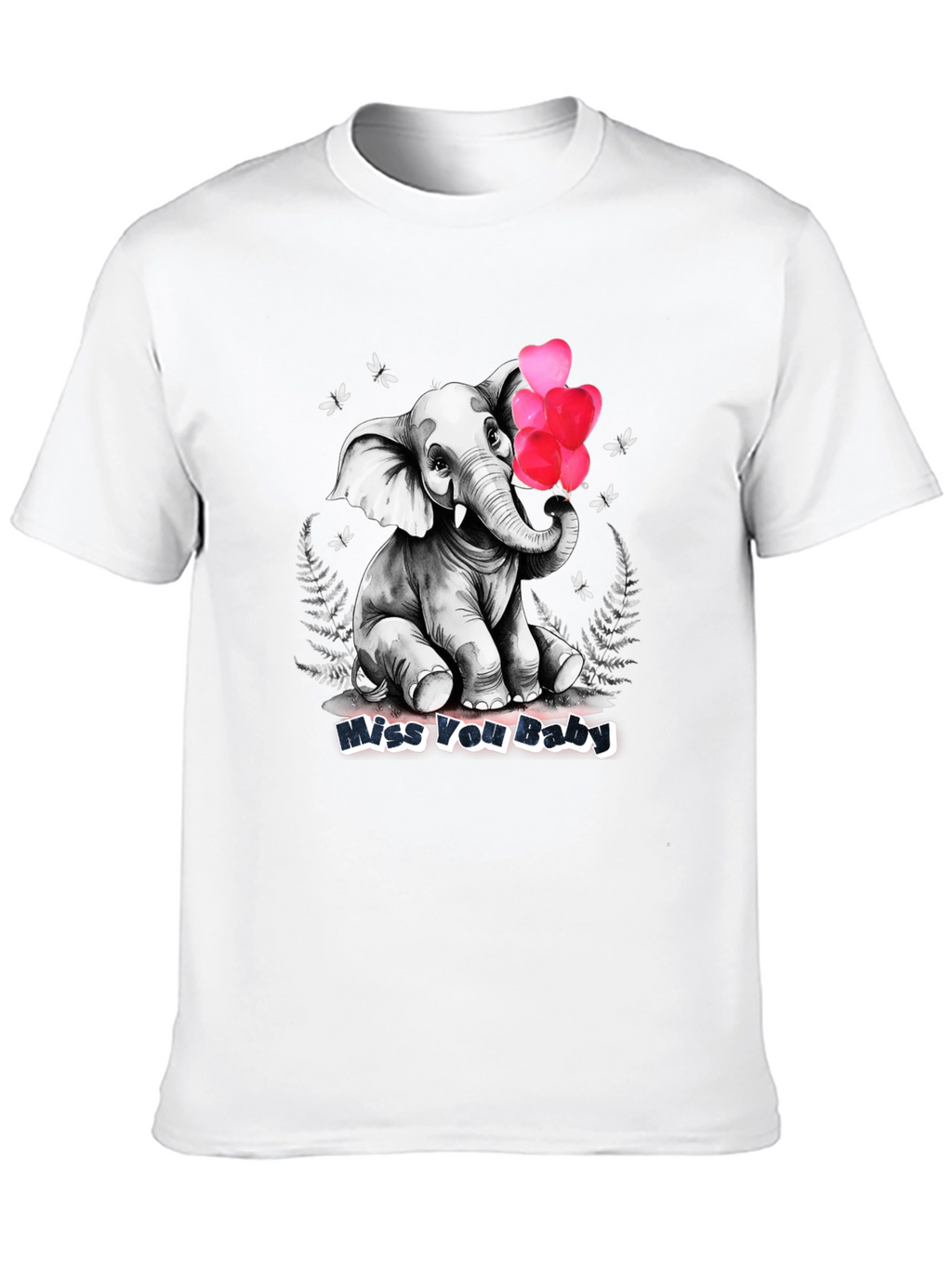 Miss You Baby Elephant Heart Balloons T-Shirt