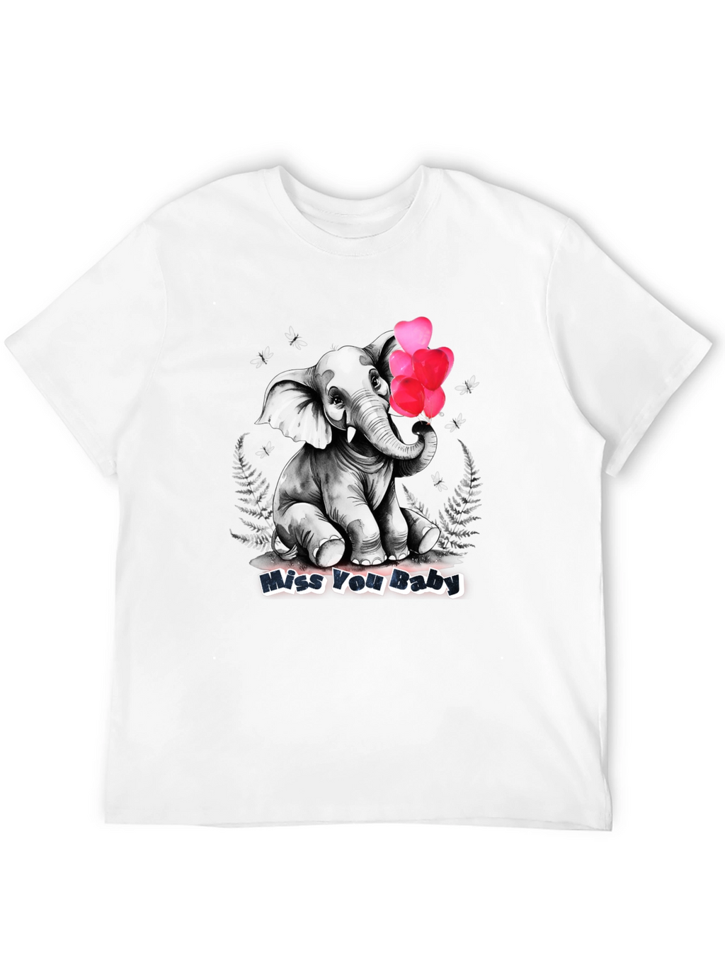 Miss You Baby Elephant Heart Balloons T-Shirt