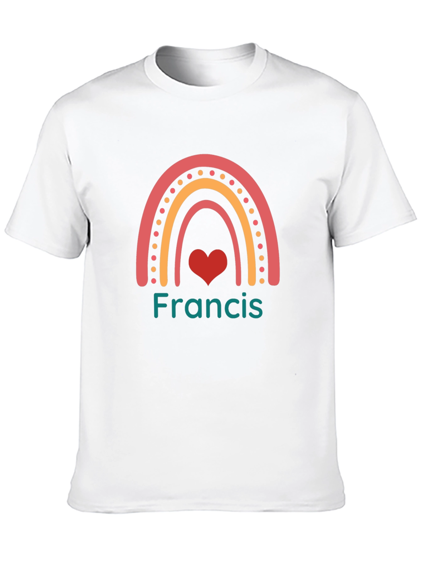 Francis Rainbow Heart Custom Name T-Shirt