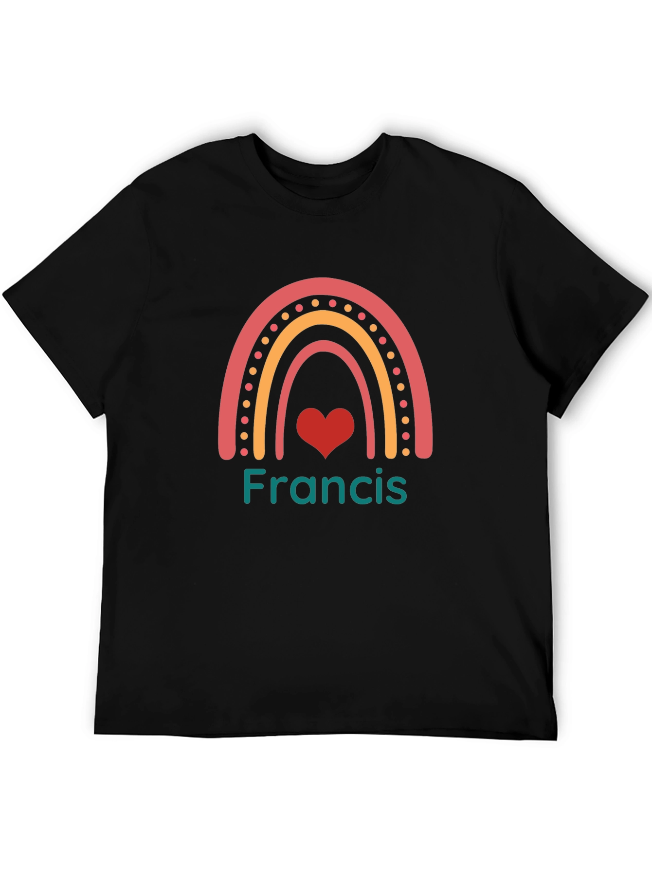 Francis Rainbow Heart Custom Name T-Shirt