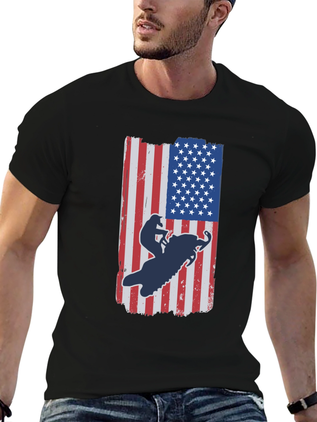 American Flag Snowmobile T-Shirt