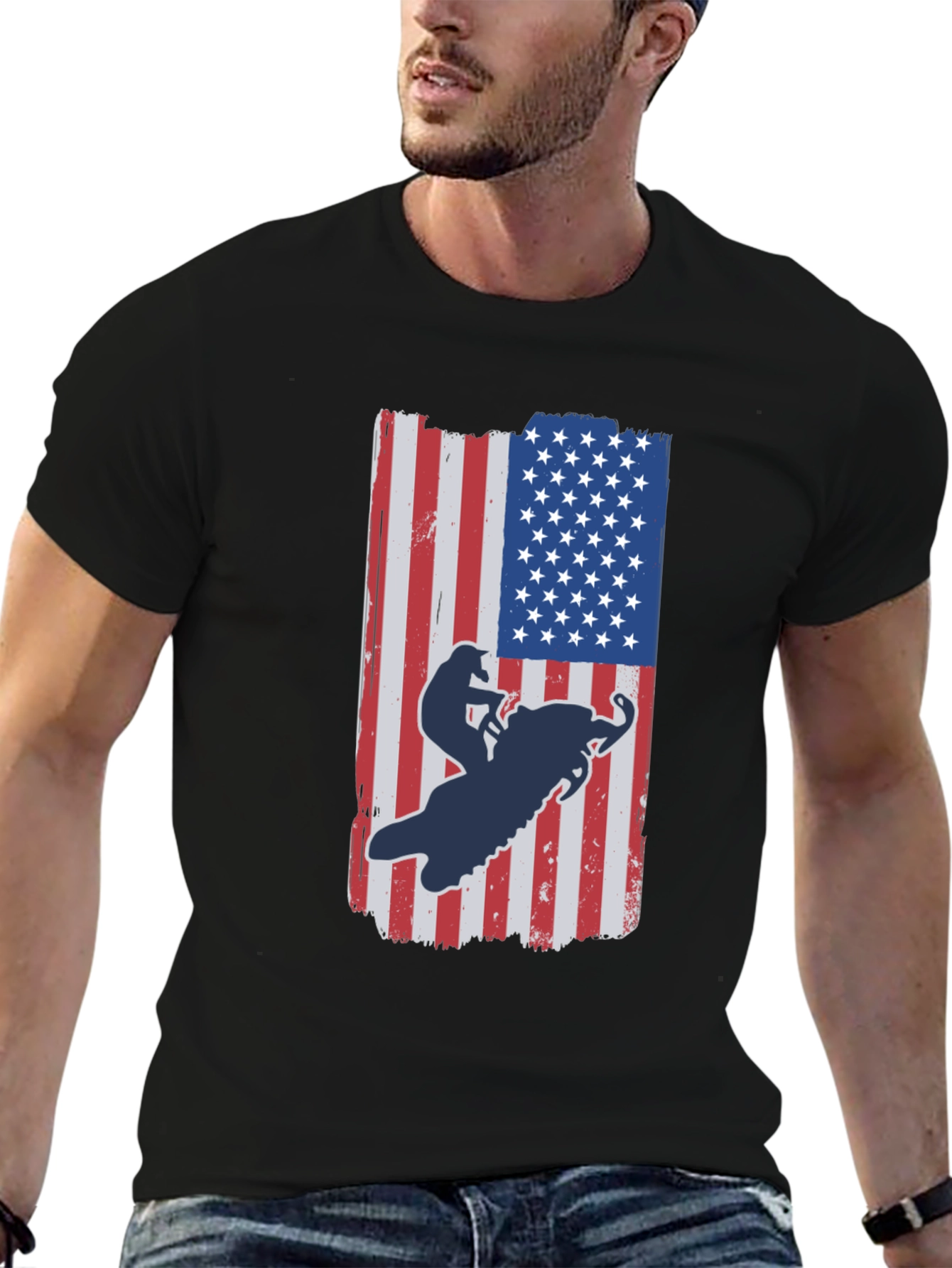 American Flag Snowmobile T-Shirt