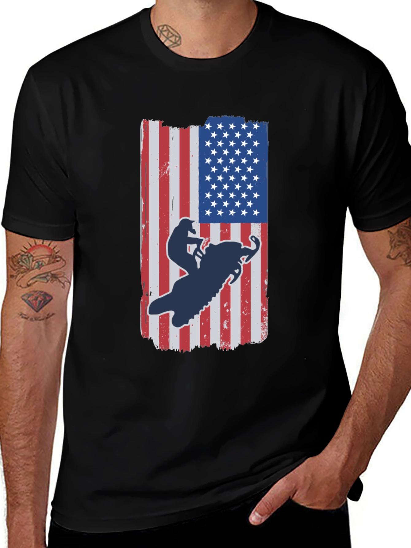 American Flag Snowmobile T-Shirt