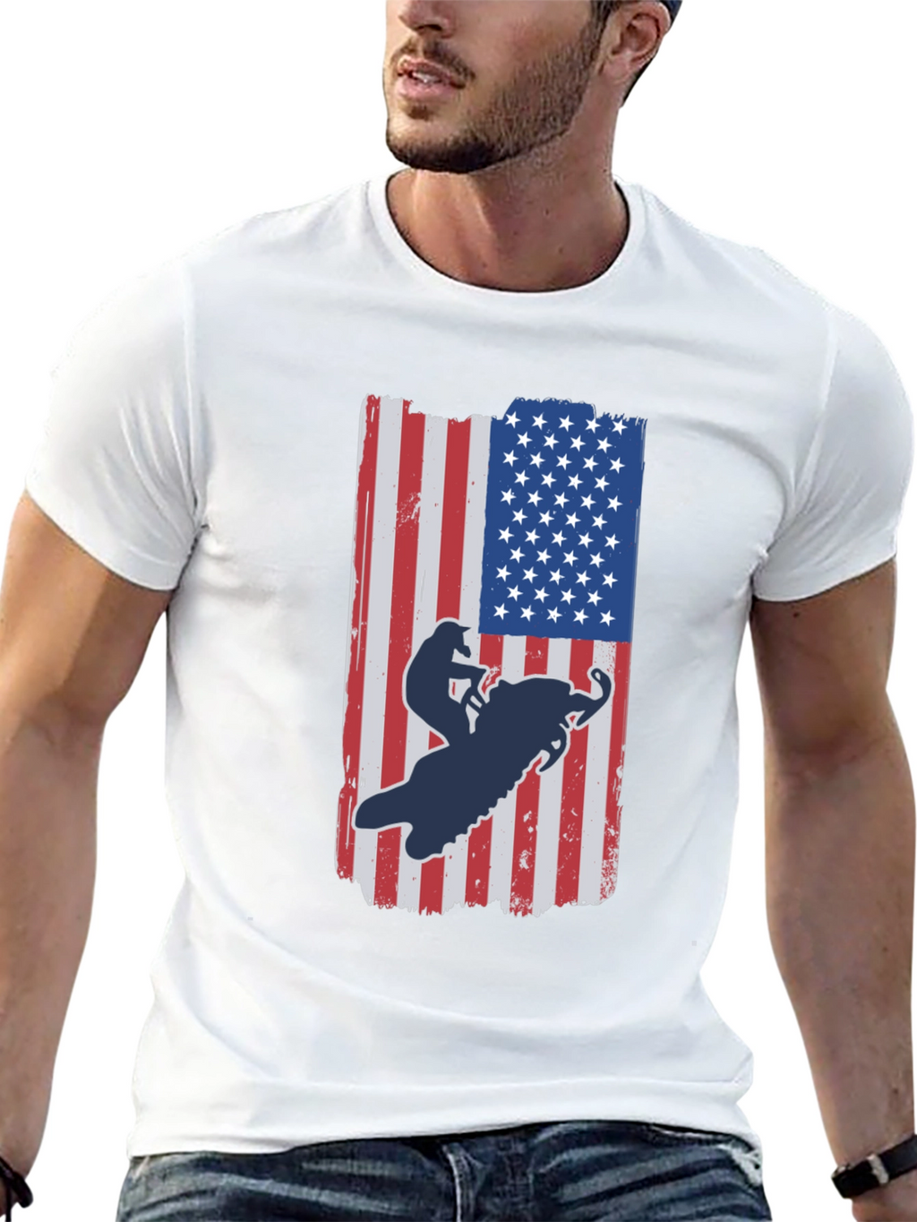 American Flag Snowmobile T-Shirt