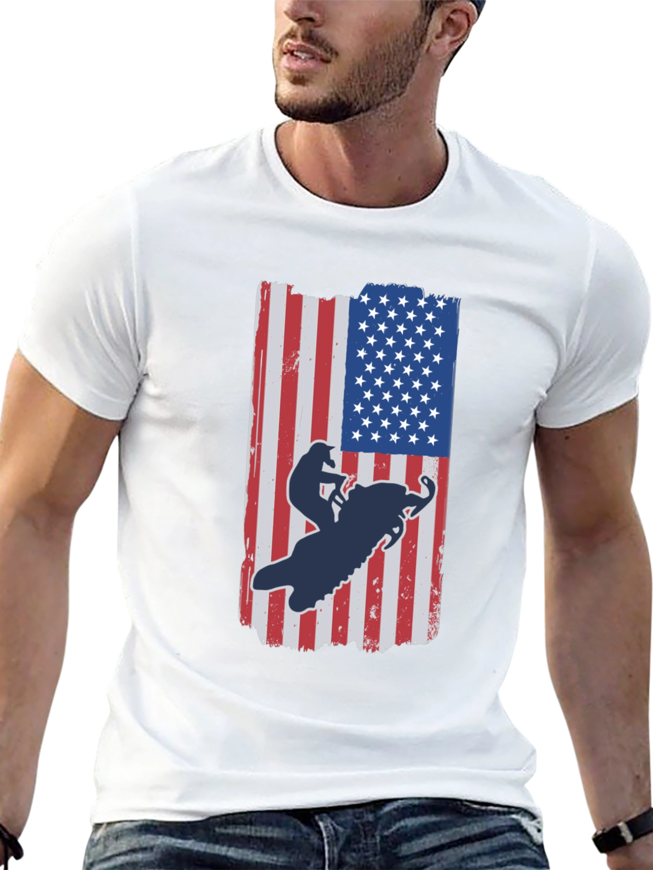 American Flag Snowmobile T-Shirt