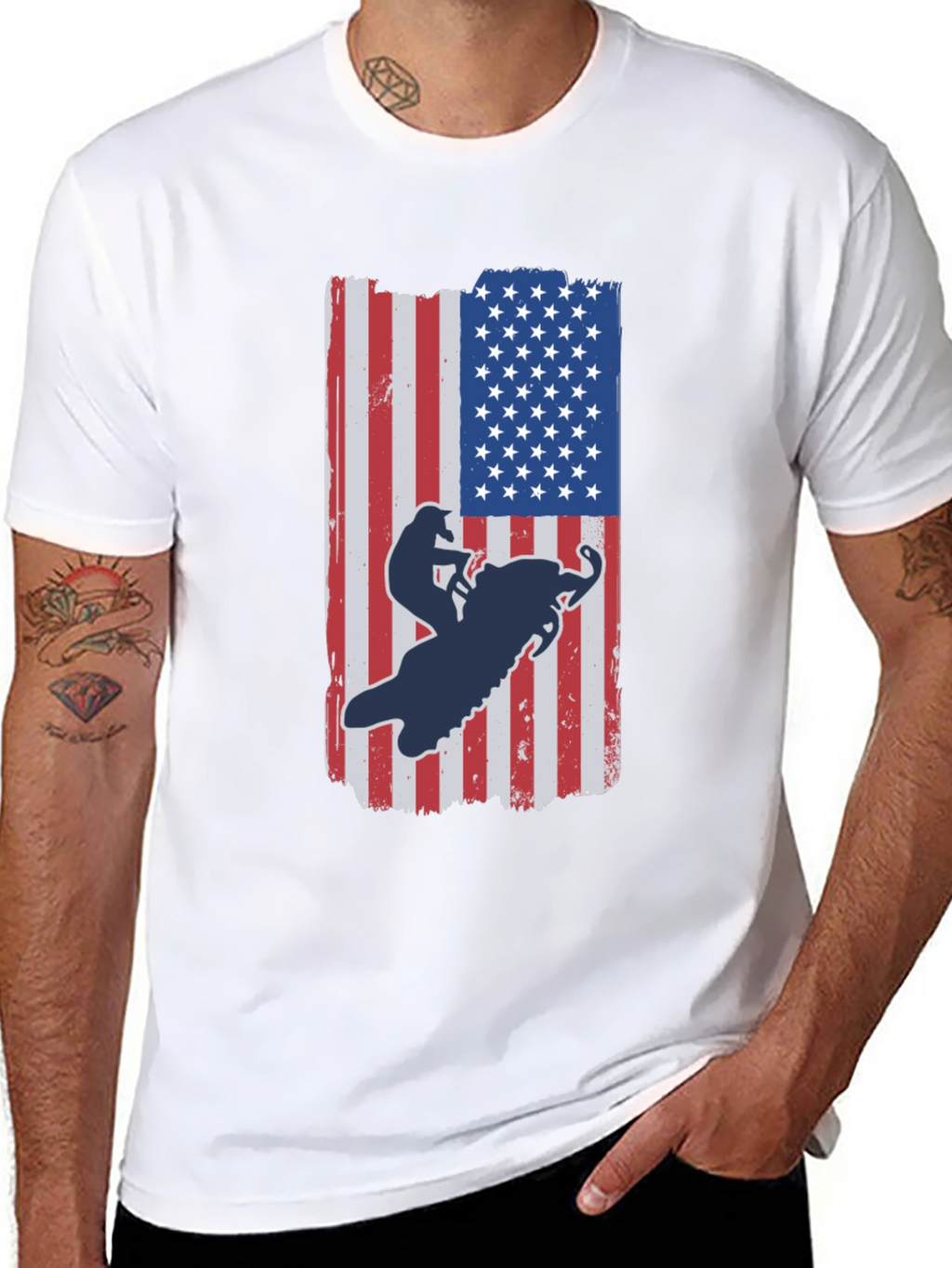 American Flag Snowmobile T-Shirt