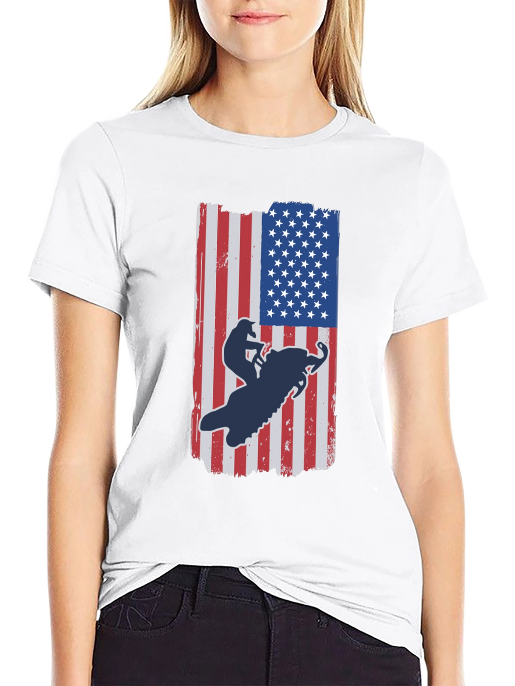 American Flag Snowmobile T-Shirt