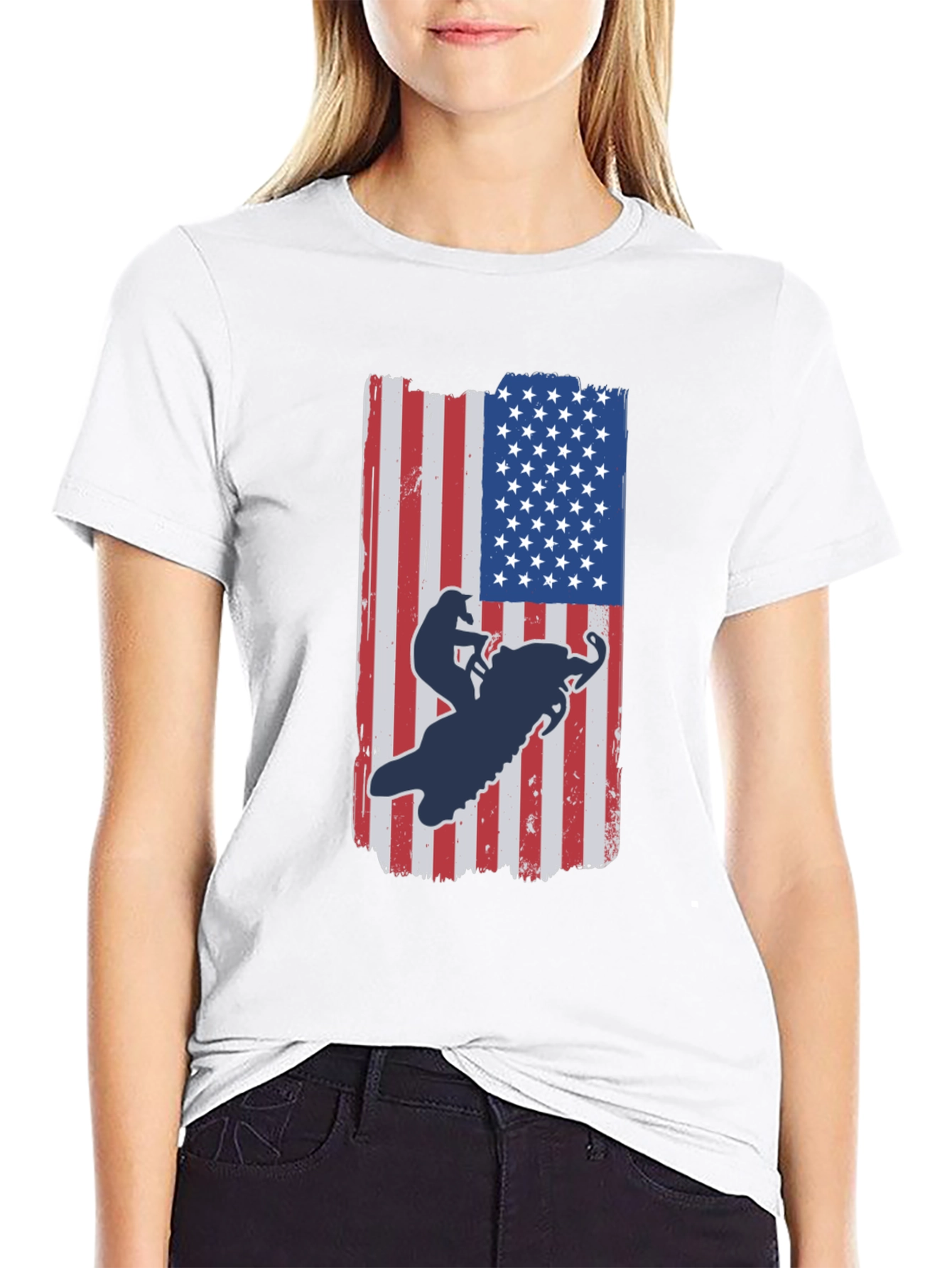 American Flag Snowmobile T-Shirt