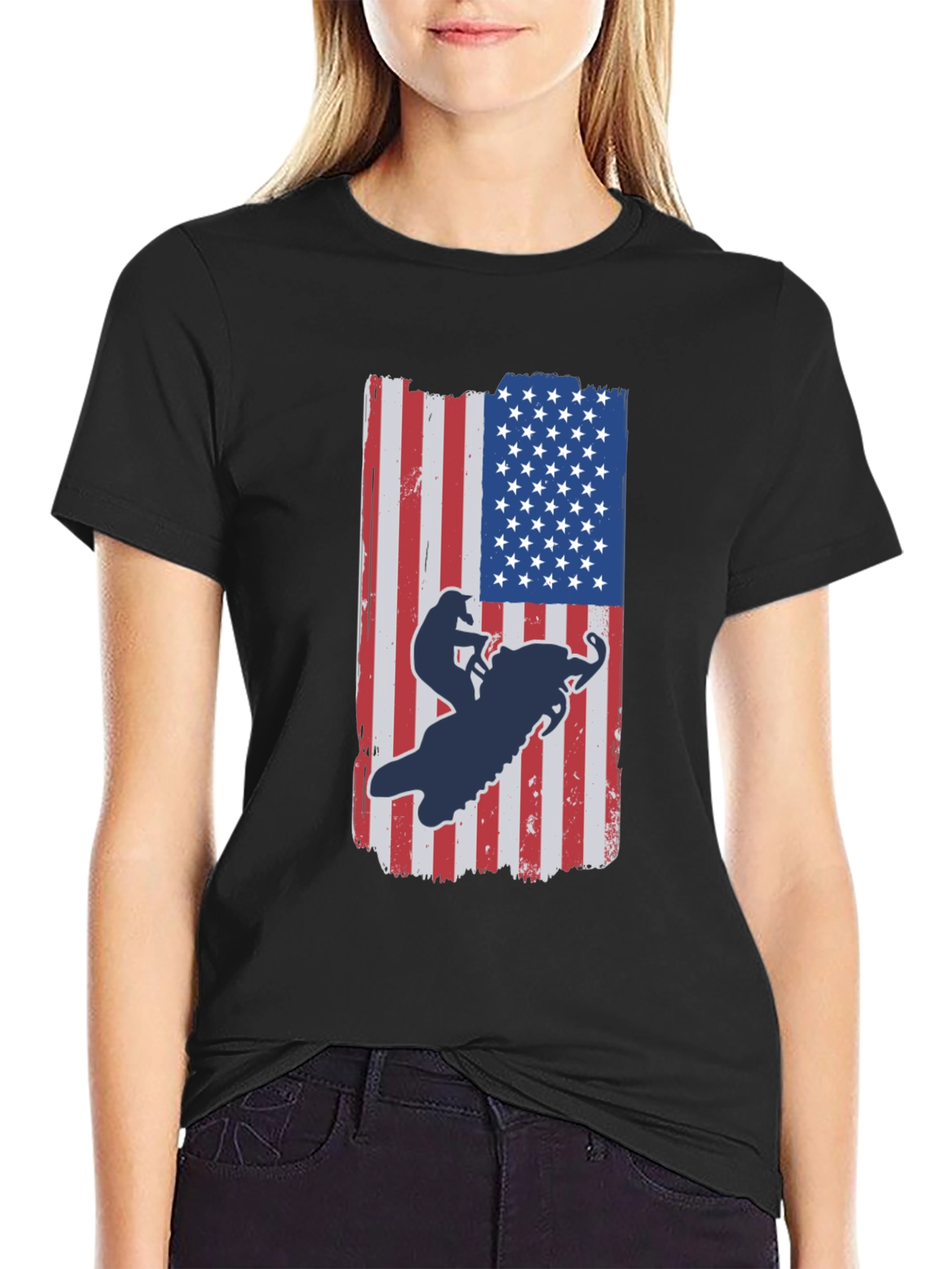 American Flag Snowmobile T-Shirt