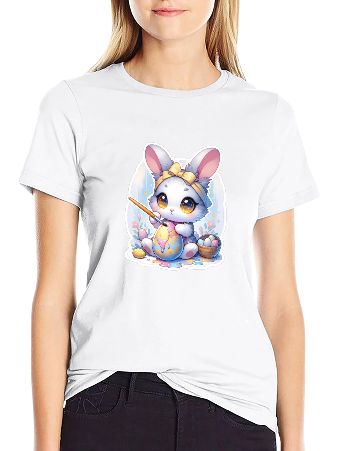 Cute Easter Bunny Painting Egg T-Shirt