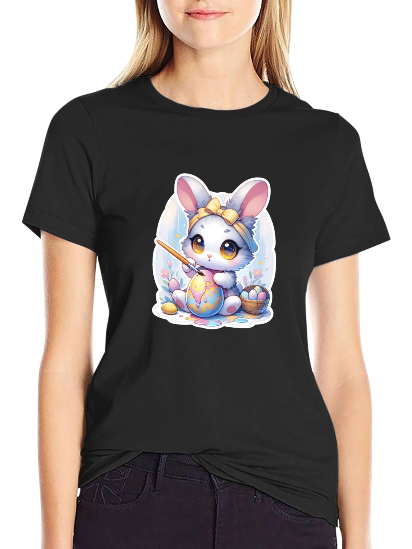 Cute Easter Bunny Painting Egg T-Shirt