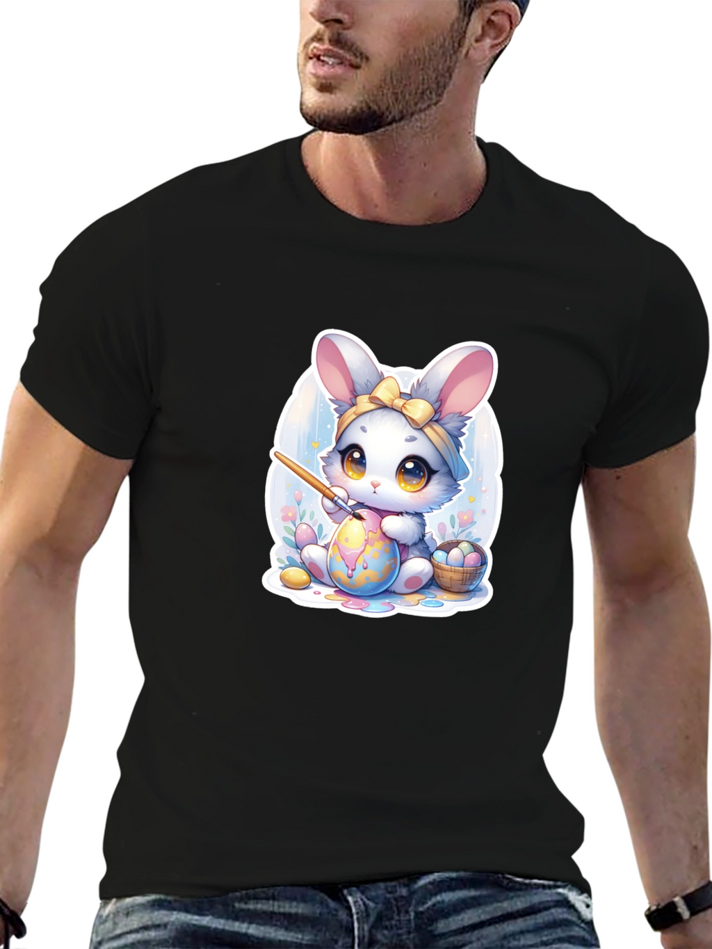 Cute Easter Bunny Painting Egg T-Shirt