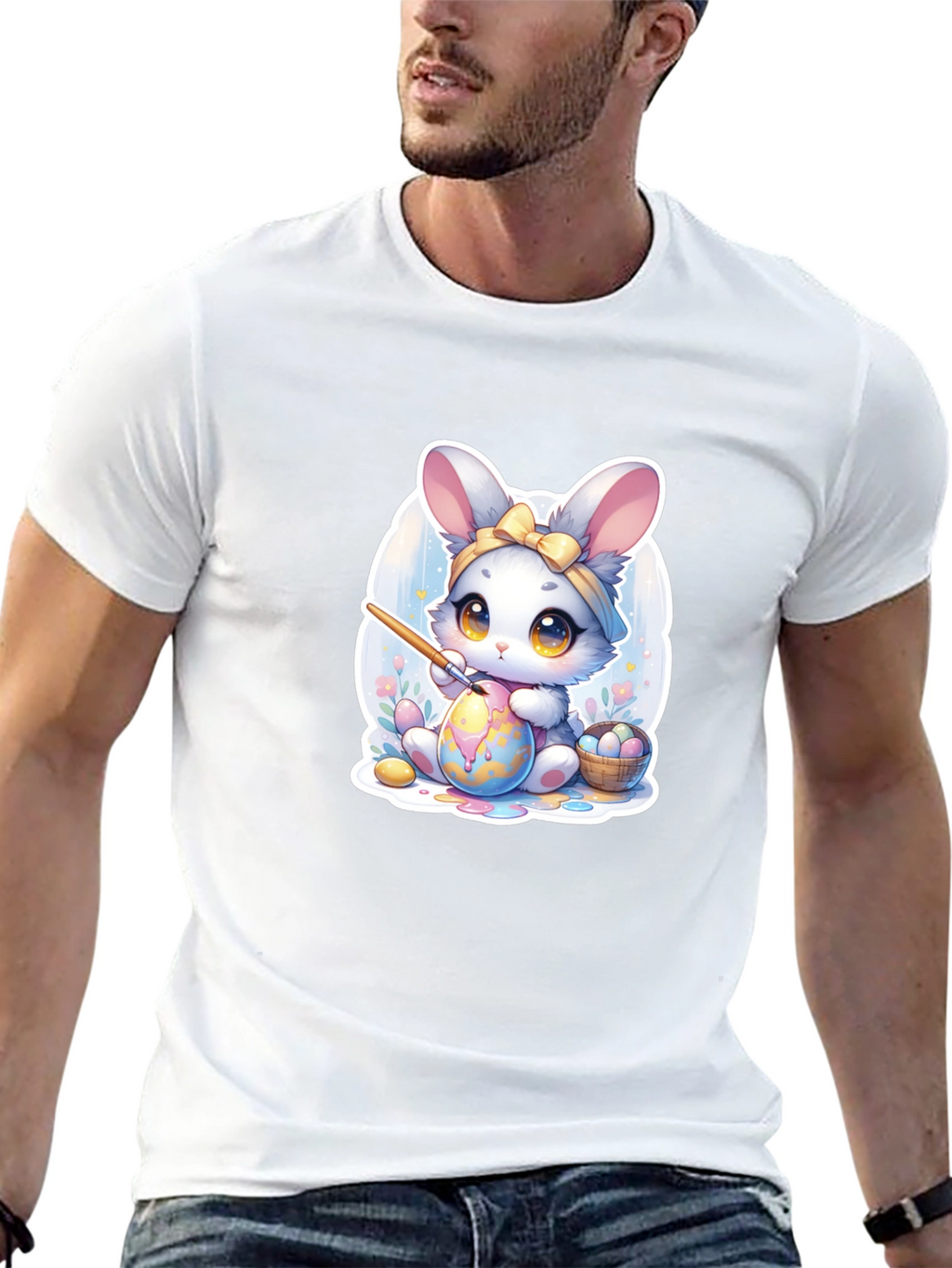 Cute Easter Bunny Painting Egg T-Shirt