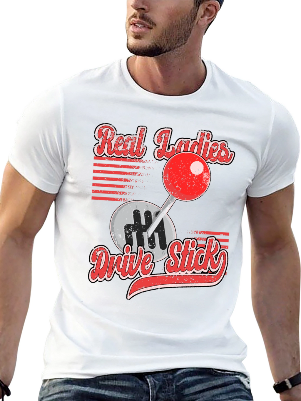 Real Ladies Drive Stick Graphic T-Shirt