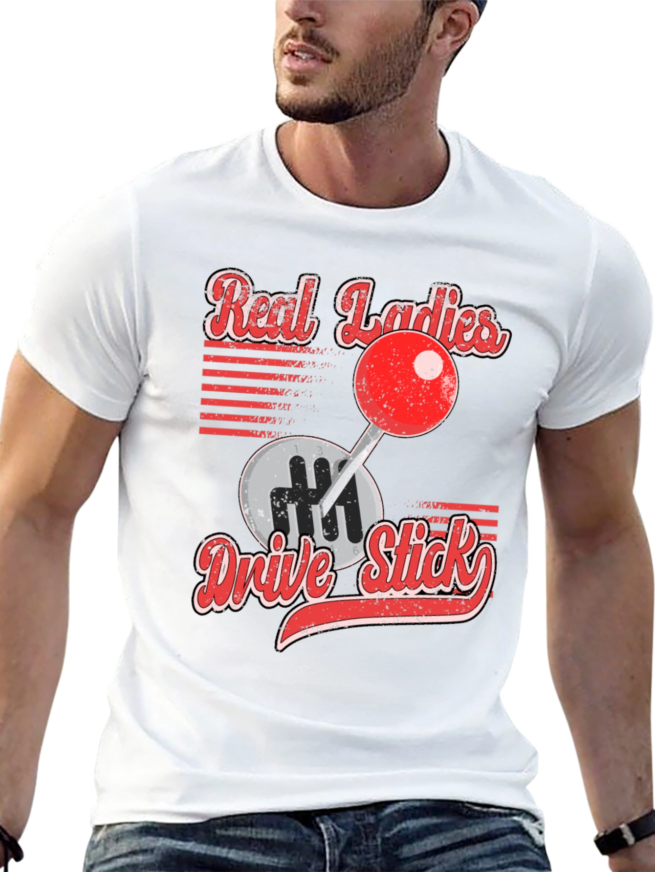 Real Ladies Drive Stick Graphic T-Shirt