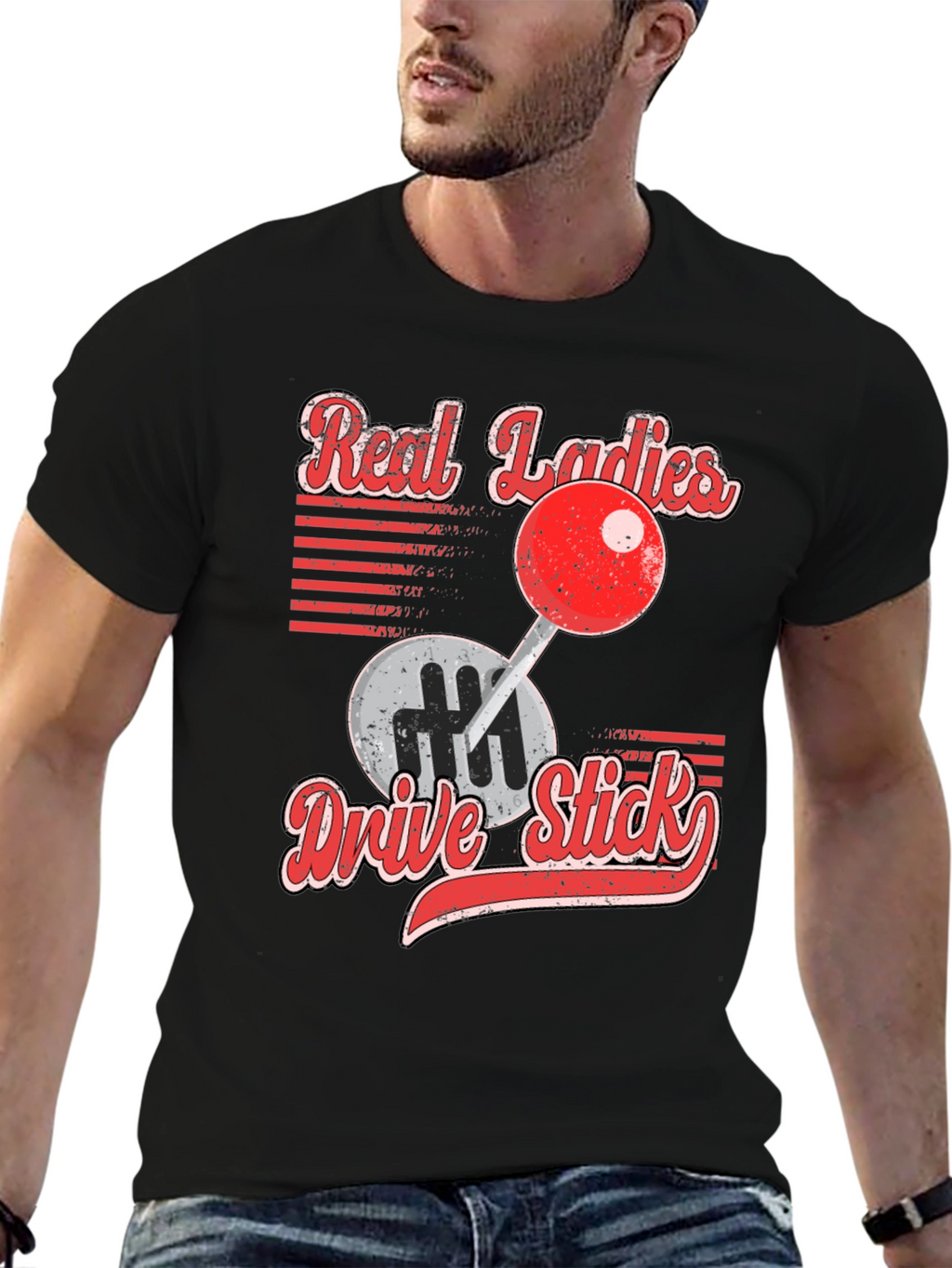 Real Ladies Drive Stick Graphic T-Shirt