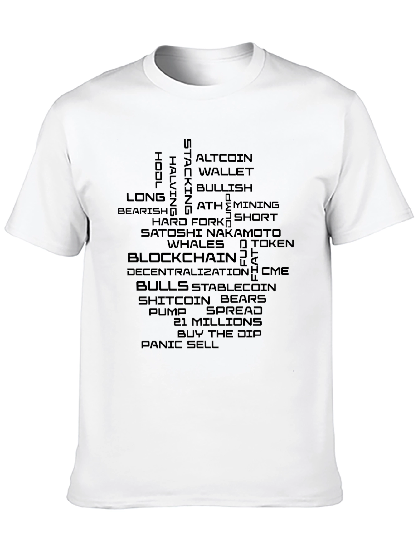 Crypto Word Art T-Shirt - Blockchain HODL