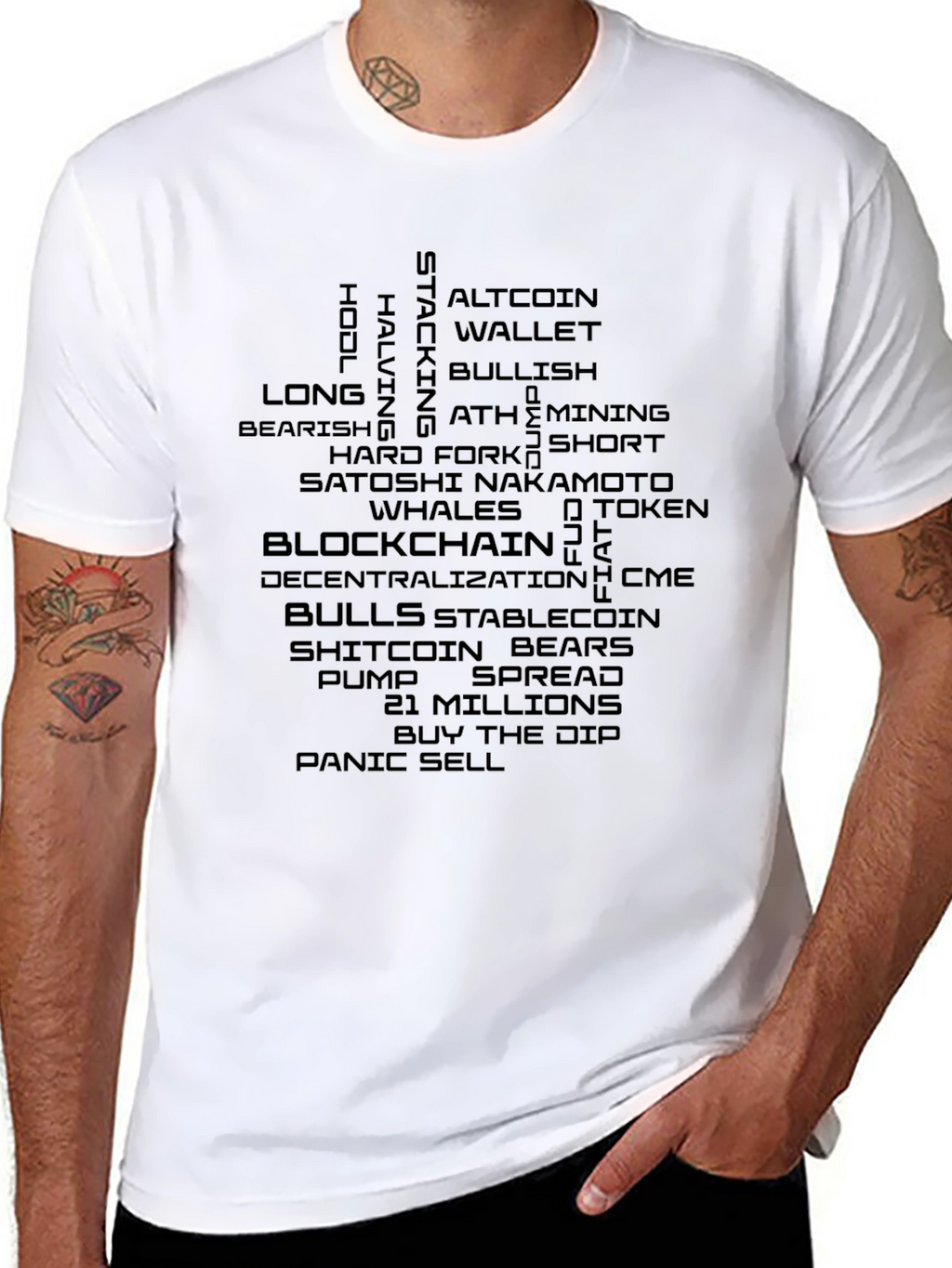 Crypto Word Art T-Shirt - Blockchain HODL