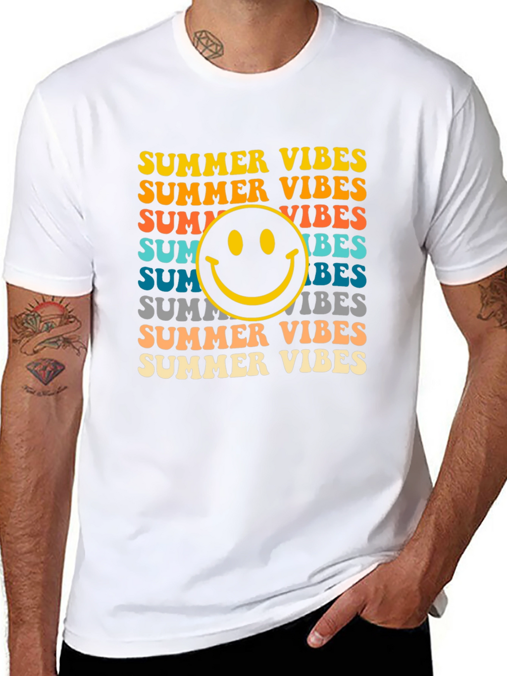 Summer Vibes Smiley Face Graphic Tee