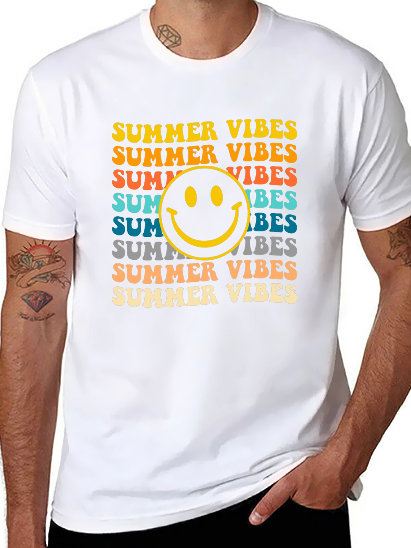 Summer Vibes Smiley Face Graphic Tee