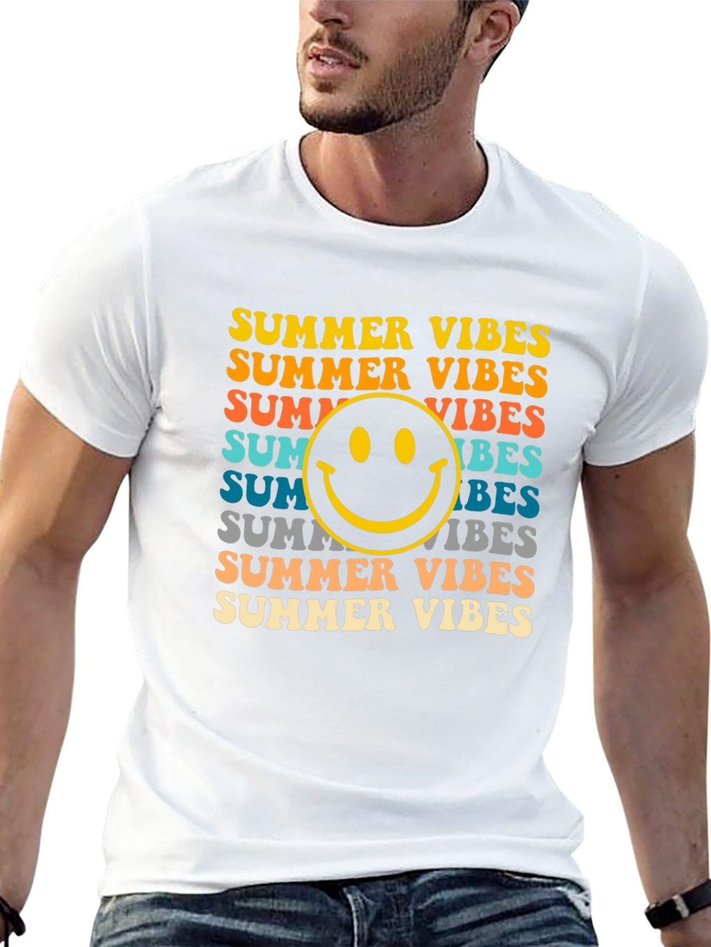 Summer Vibes Smiley Face Graphic Tee