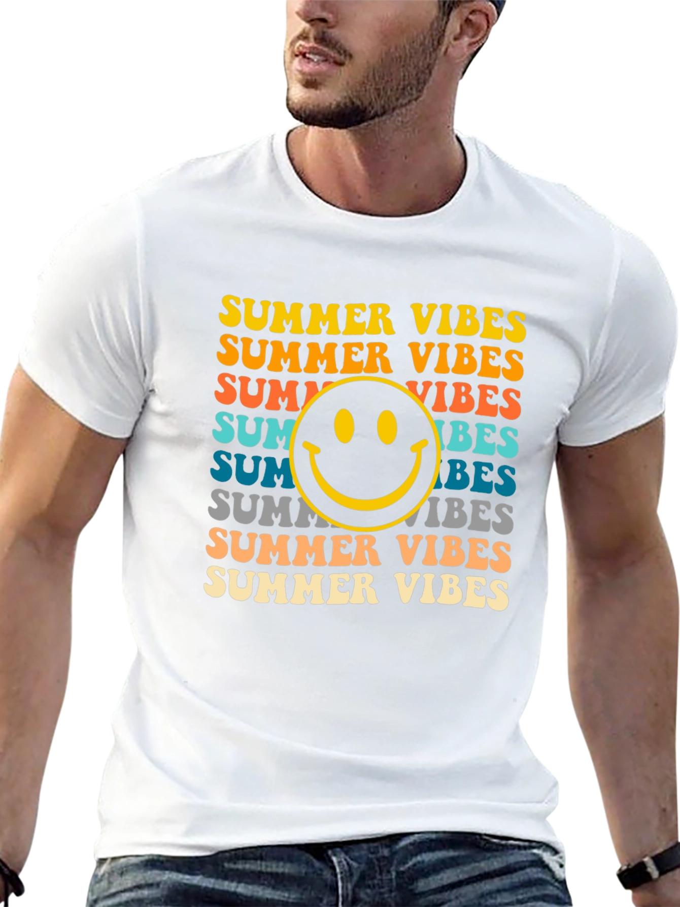 Summer Vibes Smiley Face Graphic Tee