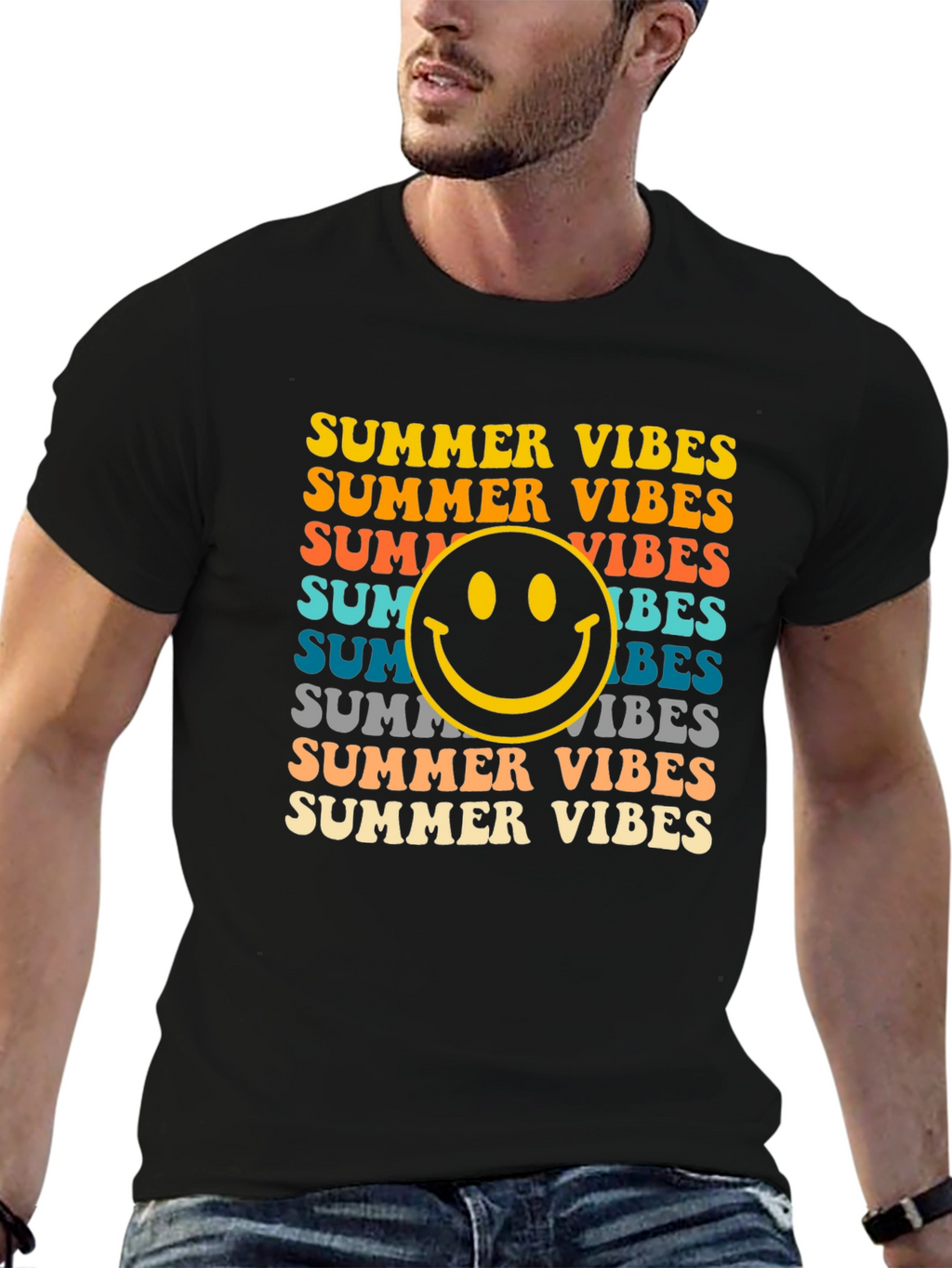 Summer Vibes Smiley Face Graphic Tee